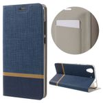 Handyhülle für Huawei Y6 II/Honor 5A - Leder Case - mit Kreuzmuster und Kreditkartenslots - blau