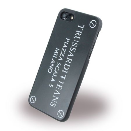 Trussardi - Handyhülle für iPhone SE (2022) / SE (2020) / 8 / 7 - Case aus Metall und Plastik - TRU7SCALAK - schwarz