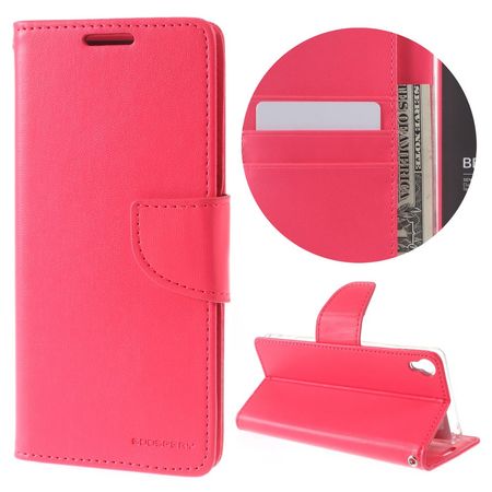 Goospery - Handyhülle für Sony Xperia XA - Case aus Leder - Bravo Diary Series - rosa