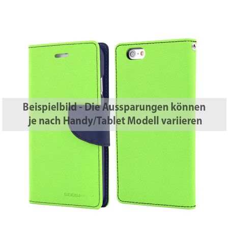 Goospery - Samsung Galaxy A7 (2016) Hülle - Handy Bookcover - Fancy Diary Series - lime/navy