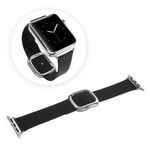 Apple Watch (42/41/40/38mm) Echtleder Armband - moderner Look - schwarz