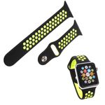 Apple Watch (42/41/40/38mm) Silikon Armband - gelocht - schwarz/grün