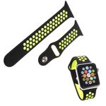 Apple Watch (49/45/44/42mm) Silikon Armband - gelocht - schwarz/grün