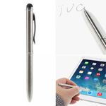 2in1 Stylus Touch Pen Eingabestift - mit integriertem 2-Minen Kugelschreiber - silber