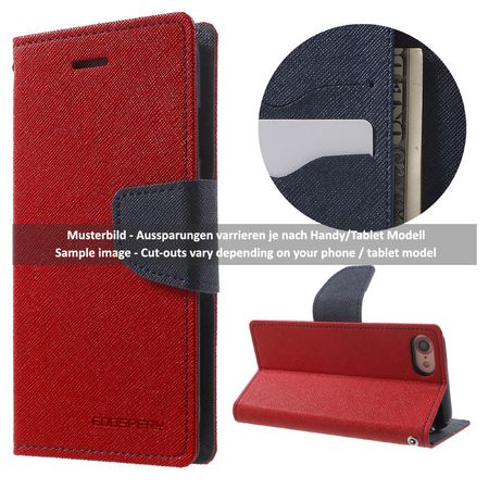 Goospery - Sony Xperia X Hülle - Handy Bookcover - Fancy Diary Series - rot/navy