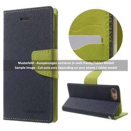 Goospery - Sony Xperia X Performance Hülle - Handy Bookcover - Fancy Diary Series - navy/lime