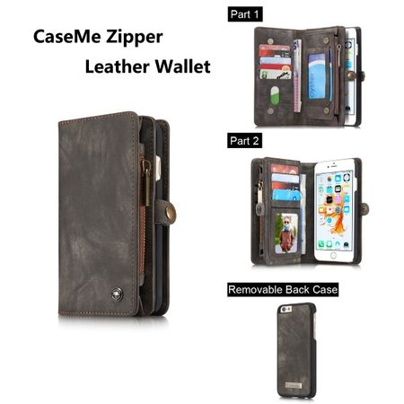 Caseme - Leder Portemonnaie mit abnehmbarer Plastik Hülle für iPhone 8 Plus / 7 Plus - schwarz