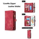 Caseme - Leder Portemonnaie mit abnehmbarer Plastik Hülle für iPhone 8 Plus / 7 Plus - rot
