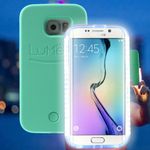 Lumee - Hülle für Galaxy S6 Edge - Case aus Plastik - mit Selfie LED Licht - grün