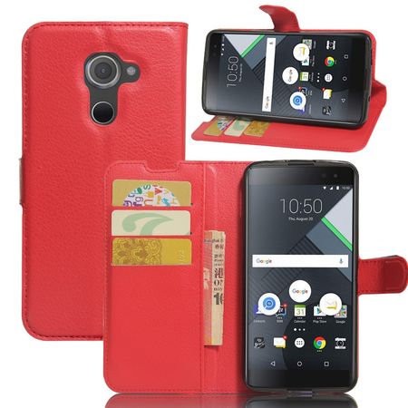 Handy Hülle für BlackBerry DTEK60 - Case aus Leder - mit Litchitextur und Standfunktion - rot