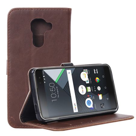 BlackBerry DTEK60 Case - Handy Hülle aus Leder - Retro Style - mit Standfunktion - kaffeefarben