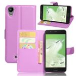 Wiko U Feel Go Handy Hülle - Case aus Leder - mit Litchitextur und Standfunktion - purpur