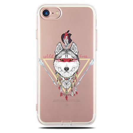 Samsung Galaxy S8 Hülle - Biegsames Plastik Case - Wolf Husky Indian Warrior