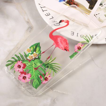 Samsung Galaxy S8 Hülle - Handycase aus flexiblem Plastik - Flamingo mit Blumen