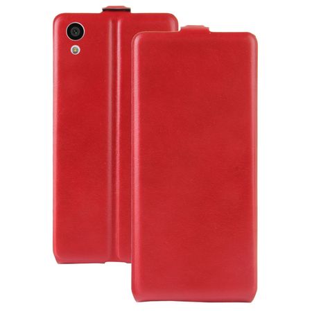 Handyhülle für Sony Xperia XA1 - Crazy Horse Leder Flip Case - vertikal - rot