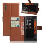 Sony Xperia XZ/XZs Handy Case - Hülle aus Leder - mit Litchitextur und Standfunktion - braun