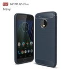 Motorola Moto G5 Plus Handy Case - Hülle aus elastischem TPU Plastik - mit Karbonmuster - dunkelblau
