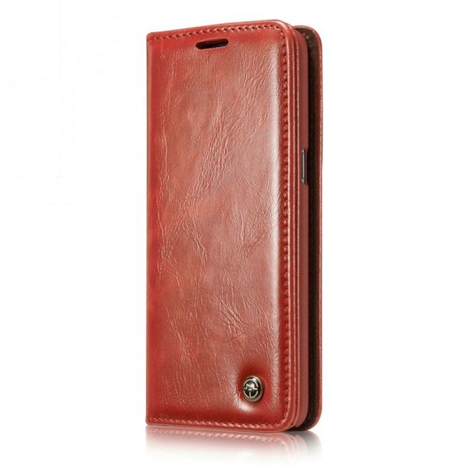 Caseme - Klassische Leder Hülle für Samsung Galaxy S8 Plus - rot