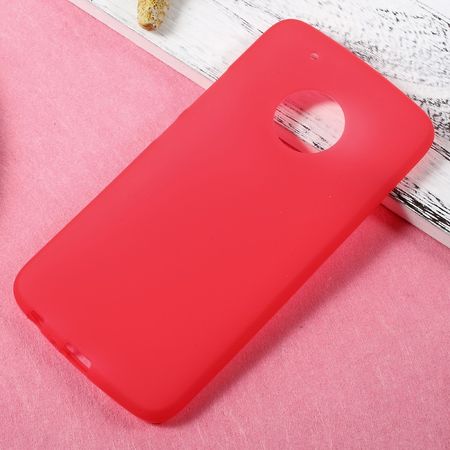 Lenovo Moto G5 Plus Handy Case - Hülle aus elastischem TPU Plastik - matt - rot