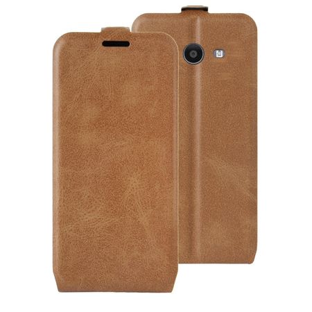 Samsung Galaxy J7 (2017) Hülle - Crazy Horse Leder Case - vertikal - braun