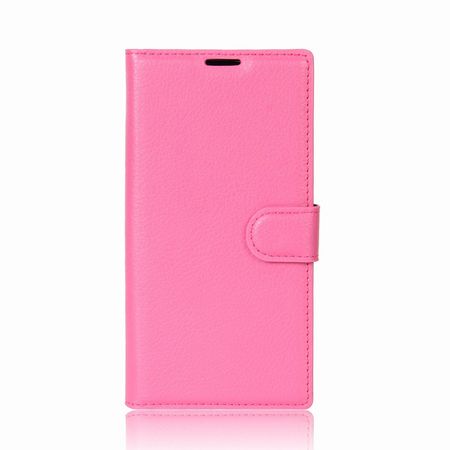 Handyhülle für Blackberry Keyone - Case aus Leder - mit Litchitextur und Standfunktion - rosa