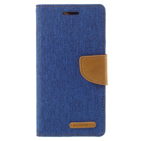 Goospery - Samsung Galaxy J3 (2016) Hülle - Handy Bookcover - Canvas Diary Series - blau/camel