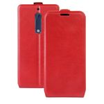 Nokia 5 Handyhülle - Crazy Horse Flip Cover aus Leder - vertikal - mit Visitenkartenfach - rot