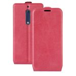 Nokia 5 Handyhülle - Crazy Horse Flip Cover aus Leder - vertikal - mit Visitenkartenfach - rosa