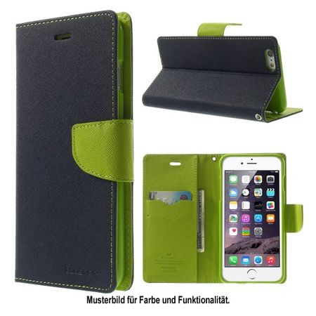 Goospery - Samsung Galaxy J7 (2017) Hülle - Handy Bookcover - Fancy Diary Series - navy/lime