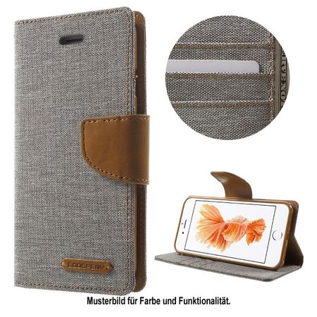 Goospery - Handyhülle für Xiaomi Mi6 - Bookcover - Canvas Diary Series - grau/camel