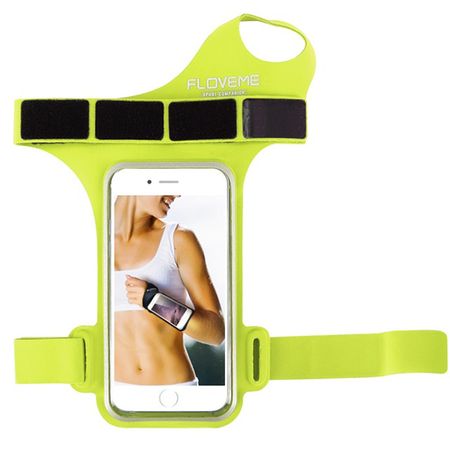 Floveme - Fitness Sportarmband für Smartphones bis 5,5 Zoll - neongelb