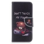 Handy Case für iPhone XS / X - Hülle aus Leder - Teddybär mit Kettensäge