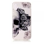 iPhone XS / X Hülle - Handy TPU Soft Case - Totenkopf und Rosen