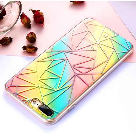 Floveme - iPhone 6 Plus / 6S Plus Handyhülle - Hard Case mit Regenbogen-Verlauf - Rhombus