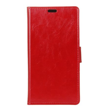 Hülle für LG Q6 / Q6 Plus - Crazy Horse Leder Case - mit Standfunktion - rot