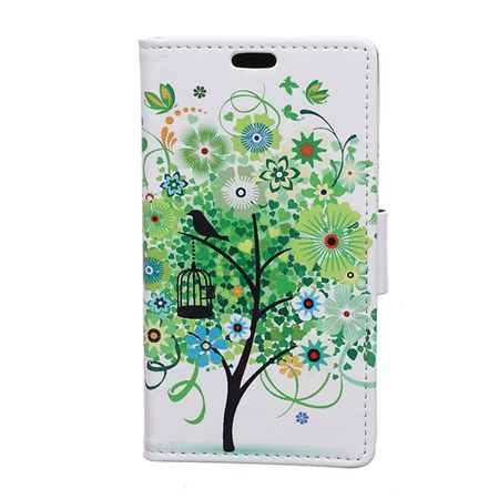 LG V30 Hülle - Leder Bookcover - grüner Baum