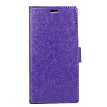 LG Q6 / Q6 Plus Hülle - Crazy Horse Leder Bookcover - mit Standfunktion - purpur