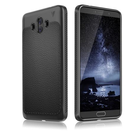 Ivso - Huawei Mate 10 Hülle - TPU Soft Case und Kunstleder - Gentry Series - schwarz