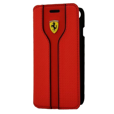 Ferrari - iPhone SE (2022) / SE (2020) / 8 / 7 Handyhülle - Bookcover aus Leder - Racing Carbon Series - FEST2FLBKP7RE - rot