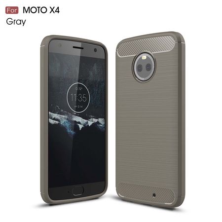 Motorola Moto X4 Handy Case - Hülle aus flexiblem TPU Plastik - im Carbon Look - grau