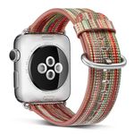 Apple Watch (49/45/44/42mm) Echtleder Armband - mit farbigen Streifen - Style A