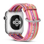 Apple Watch (49/45/44/42mm) Echtleder Armband - mit farbigen Streifen - Style D