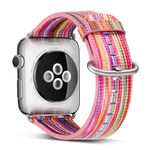 Apple Watch (49/46/45/44/42mm) Echtleder Armband - mit farbigen Streifen - Style D