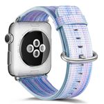 Apple Watch (49/45/44/42mm) Echtleder Armband - mit farbigen Streifen - Style J