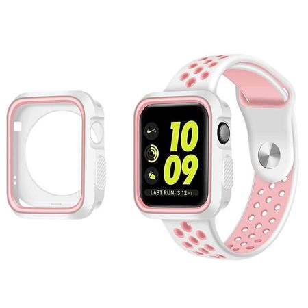 Apple Watch (42mm) Silikon Hülle - zweifarbig - weiss/pink