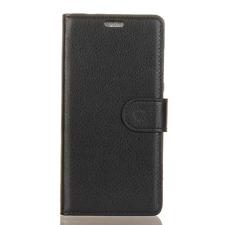 Huawei Y6 (2017)/Y5 (2017) Handyhülle - Case aus Leder - mit Litchitextur - schwarz