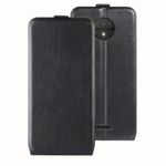 Motorola Moto C Plus Handy Hülle - Crazy Horse Leder Flipcase - vertikal - schwarz