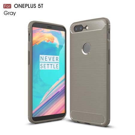 OnePlus 5T Handyhülle - Backcover aus TPU Plastik - Brushed Carbon Style - grau