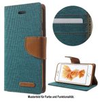 Goospery - Handyhülle für Samsung Galaxy J7 (2017) - Bookcover - Canvas Diary Series - grün/camel