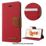 Goospery - Handyhülle für Samsung Galaxy J7 (2017) - Bookcover - Canvas Diary Series - rot/camel